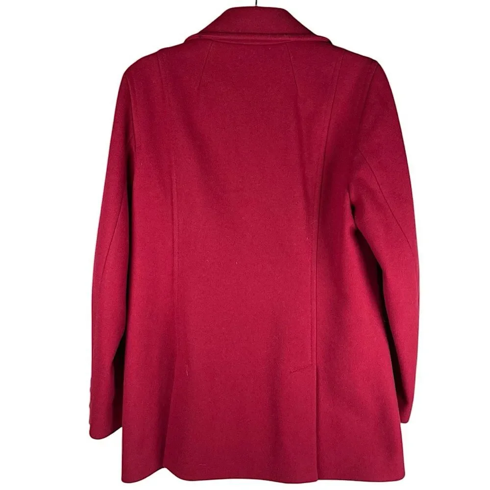 J. Crew women’s small dark red 100% wool double breasted button up pea coat